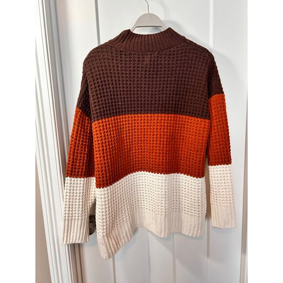 Gypsy Cloud Women's Colorblock Waffle Knit Turtleneck Sweater Multicolor Size 1X - Picture 2 of 10